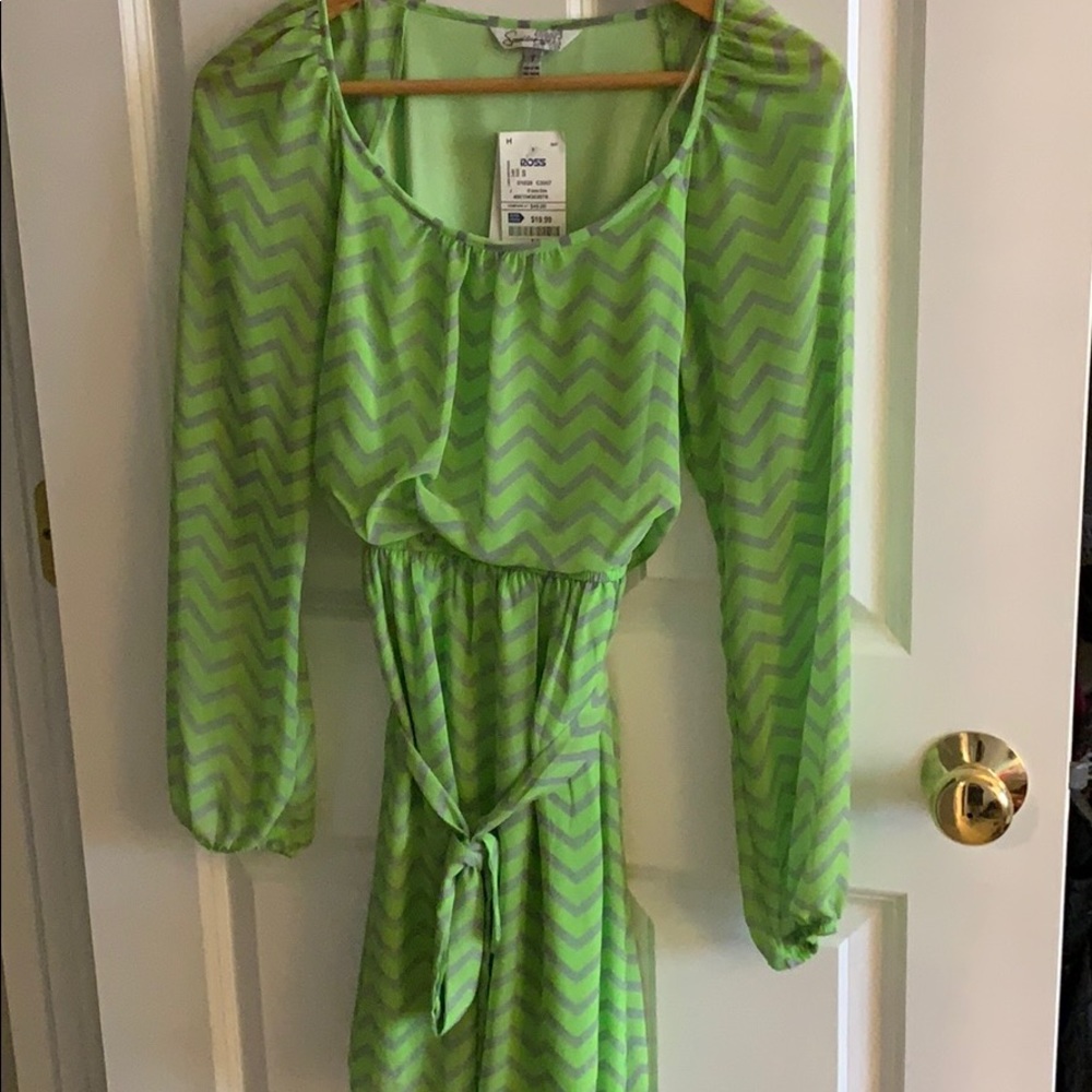 Neon green chevron dress